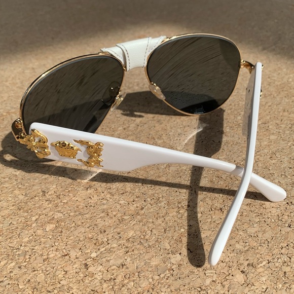 Versace Aviators w/ white leather bridge - Picture 5 of 7